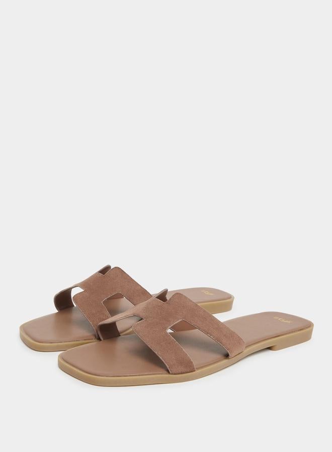 Styli Brown Suede Flat Sandals - Image 2